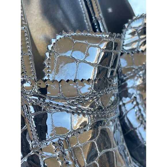 stuart weitzman croc embossed patent leather loafers size 8 - Picture 6 of 11